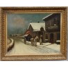 Paintings | Oil on canvas painting: "Hôtel du Lion Moinat SA – Antiques and Decor"