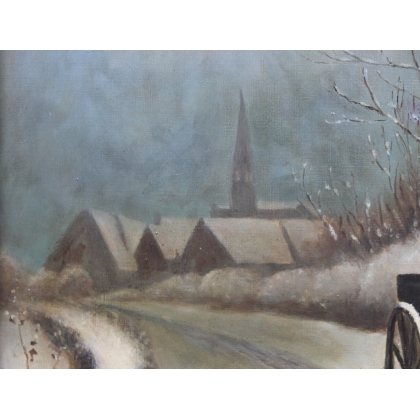 Paintings | Oil on canvas painting: "Hôtel du Lion Moinat SA – Antiques and Decor"