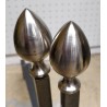 Paire de chenets en fonte pigne en bronze