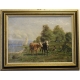 Tableau "Vaches au bord du lac" signé