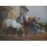 Paintings | Painting: ‘Farm with Horses’. Moinat SA  – Antiques and home décor
