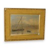 Tableau \"Barques sur le Léman\" signé L. MELLEY