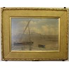 Tableau \"Barques sur le Léman\" signé L. MELLEY