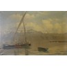 Tableau \"Barques sur le Léman\" signé L. MELLEY