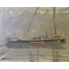 Tableau \"Barques sur le Léman\" signé L. MELLEY