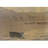 Tableau \"Barques sur le Léman\" signé L. MELLEY