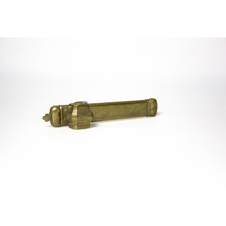 Engraved brass penholder and inkwell