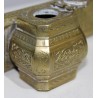 Engraved brass penholder and inkwell