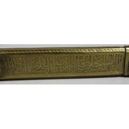 Engraved brass penholder and inkwell