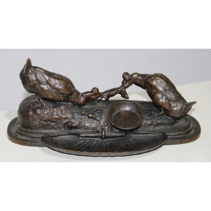 Inkwell with geese, signed E. FRÉMIET