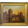 Tableau "Vue d'Alsace" en marqueterie et peinture