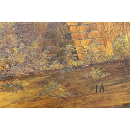 Tableau "Vue d'Alsace" en marqueterie et peinture
