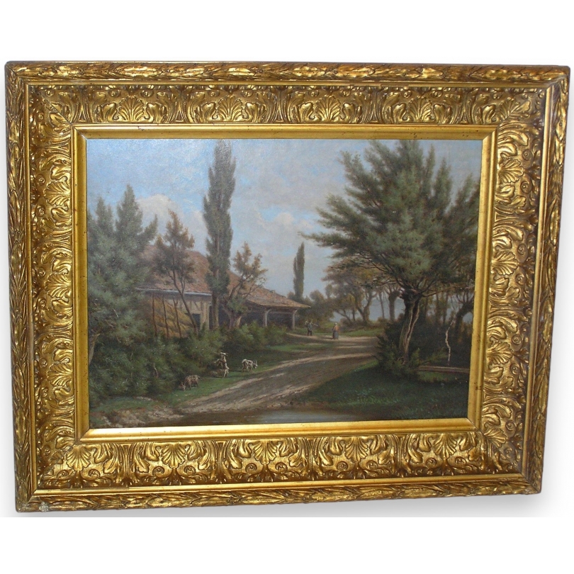 Paintings | Painting entitled ‘View of Lully’, signed. Moinat SA  – Antiques and home décor