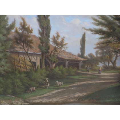 Paintings | Painting entitled ‘View of Lully’, signed. Moinat SA  – Antiques and home décor