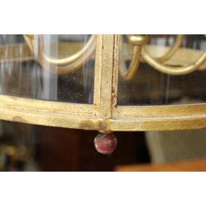 Lanterne ronde en fer doré à 6 lumières