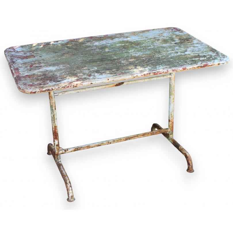 Rectangular table made of white-painted iron