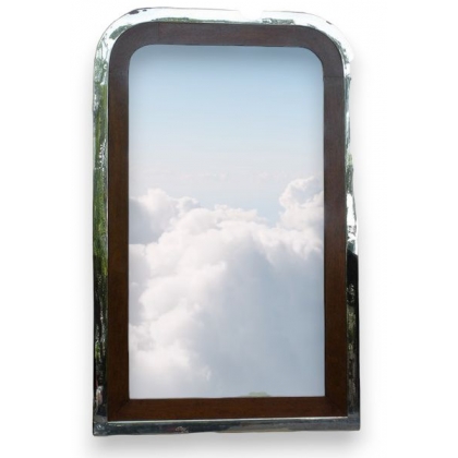Miroir Montaigne en inox et bois