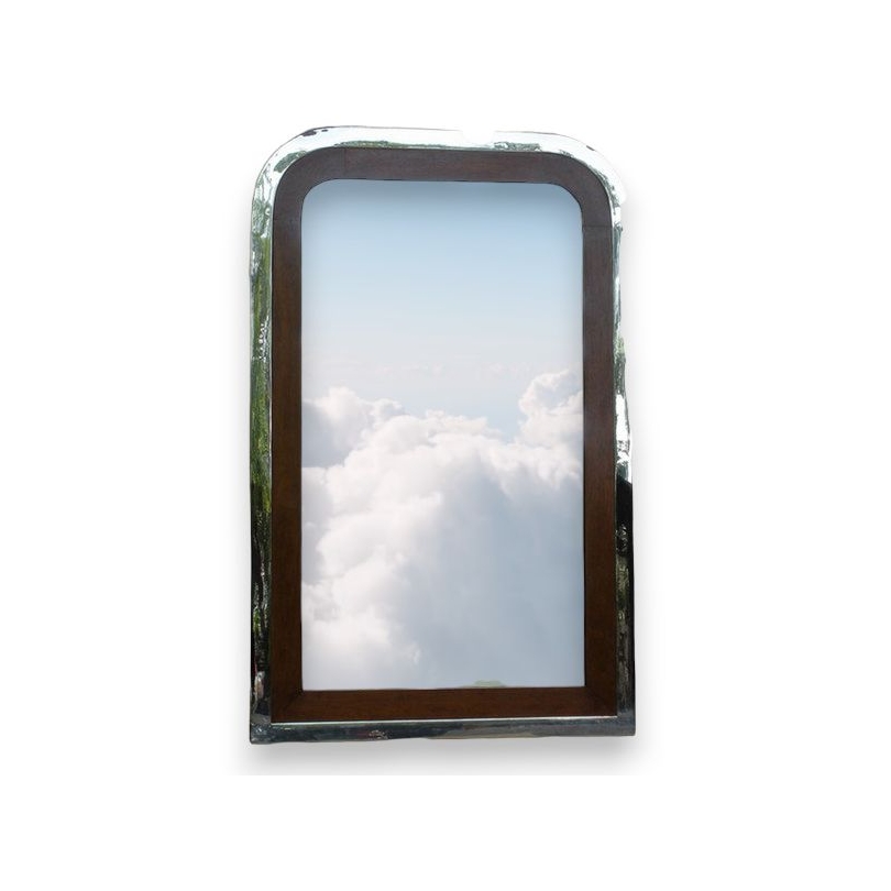 Miroir Montaigne en inox et bois