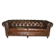 Canapé Chesterfield 3 place en cuir brun