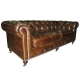 Canapé Chesterfield 3 place en cuir brun