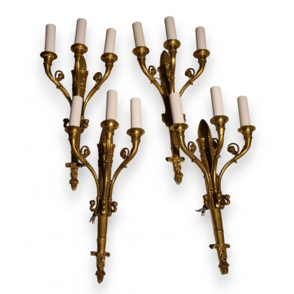  Ensemble de 4 appliques Empire sur  Moinat SA  - Antiquités décoration