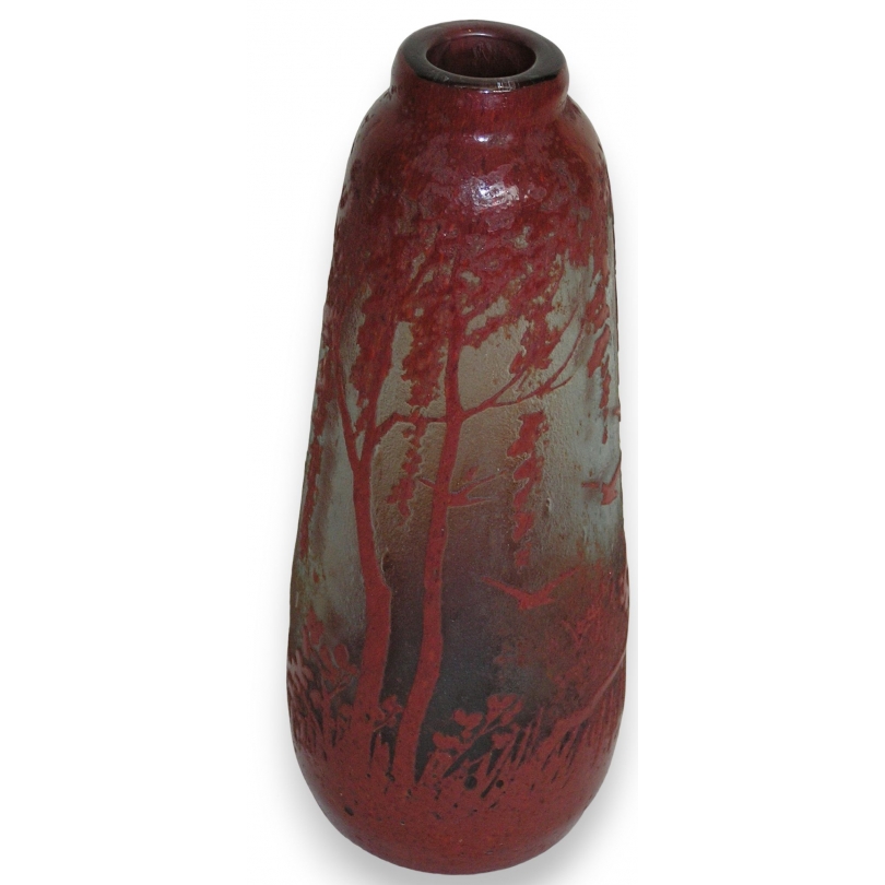 Legras vase, landscape with birds. at  Moinat SA  - Antiques and home décor
