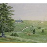 Aquarelle \"Vue du Jura\" signée A. FIEDLER
