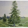 Aquarelle \"Vue du Jura\" signée A. FIEDLER