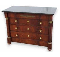 Commode Empire en acajou, dessus marbre