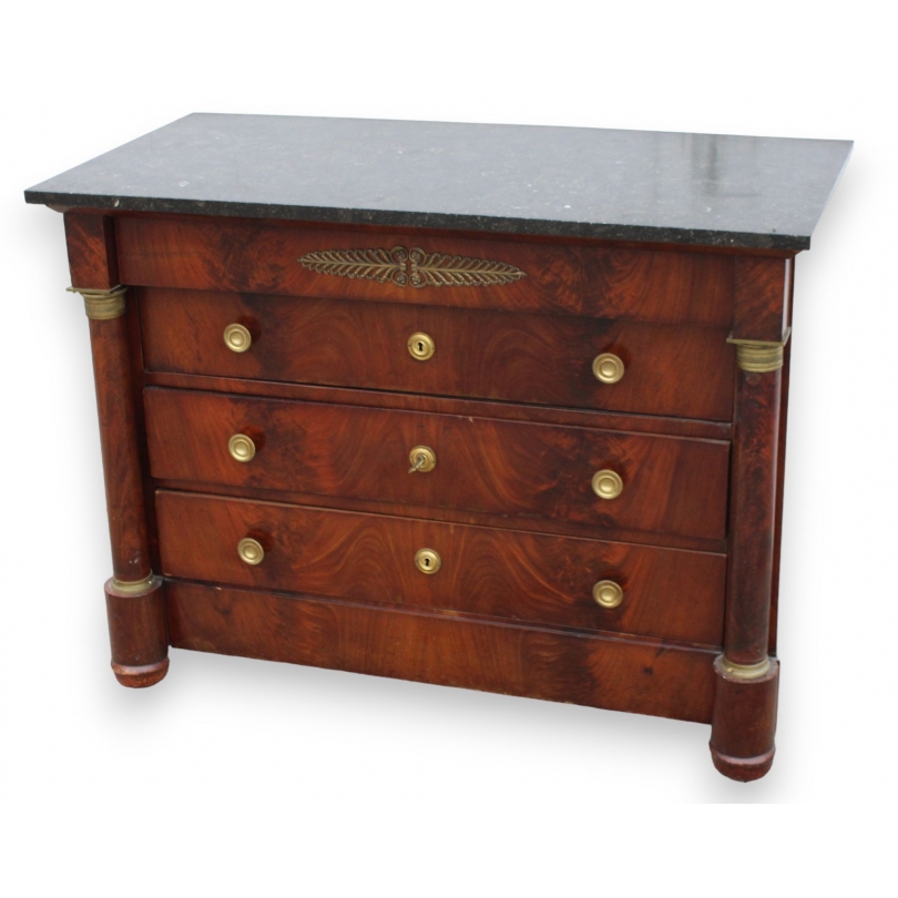 Commode Empire en acajou, dessus marbre