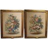 Paire d'aquarelles "Bouquets de fleurs"