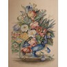 Paire d'aquarelles "Bouquets de fleurs"