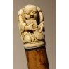 Canne avec pommeau "Netsuke", fût en jonc