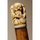 Canne avec pommeau "Netsuke", fût en jonc