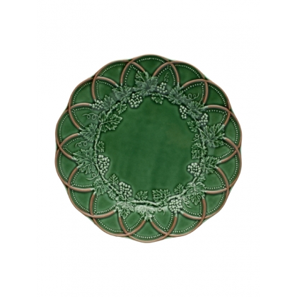 Assiette en faïence verte chasse 28 cm