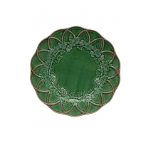 Assiette en faïence verte chasse 28 cm