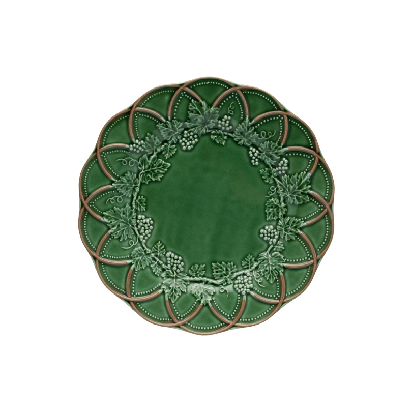 Assiette en faïence verte chasse 28 cm