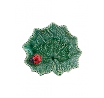 Feuille de ragwort en faïence verte Coccinelle