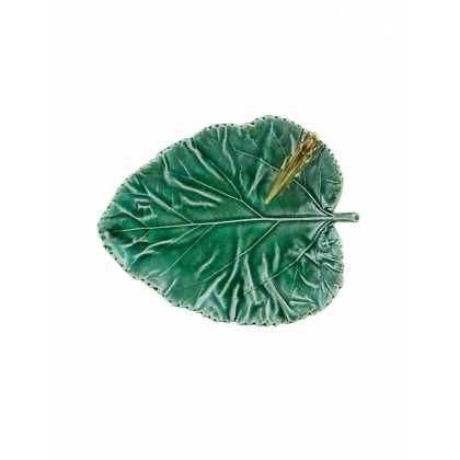Feuille de mûrier en faïence verte Sauterelle