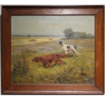 Tableau "Chiens de chasse" signé C. PEROT