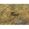 Tableau \"Chiens de chasse\" signé C. PEROT