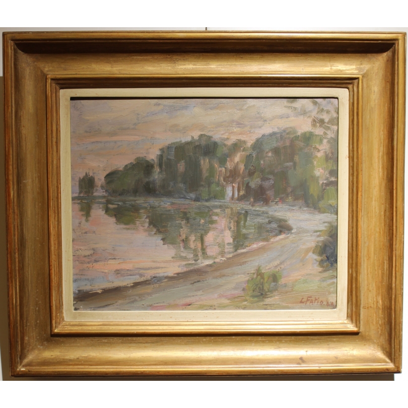 Tableau "Bord de lac à Rolle" signé L. FATIO 44