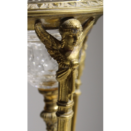 Lampe Napoléon III en bronze avec coupe en cristal