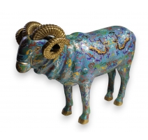 Mouflon en bronze cloisonné