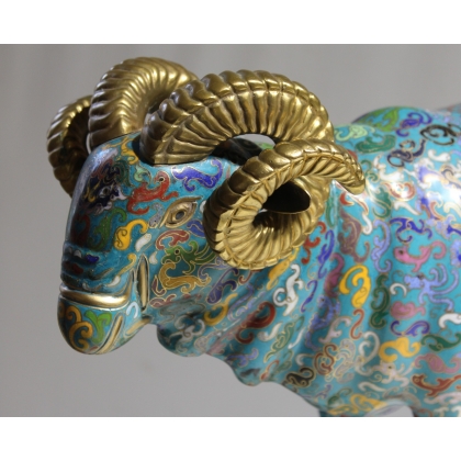 Mouflon en bronze cloisonné