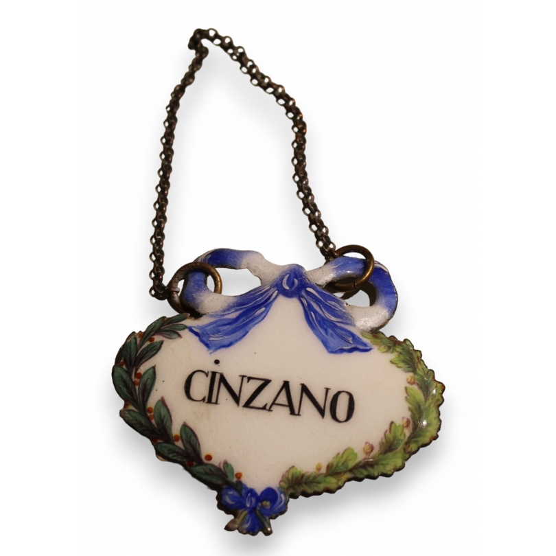 Collier de bouteille émaillé \"Cinzano\"