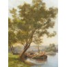 Paintings | Painting: ‘View of the riverbank’. Moinat SA  – Antiques and home décor
