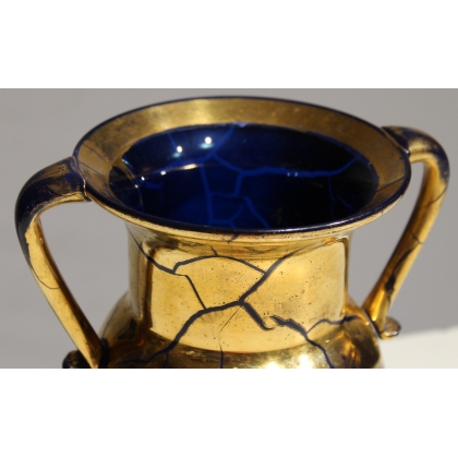 Vase à anses en verre de Saint-Prex doré