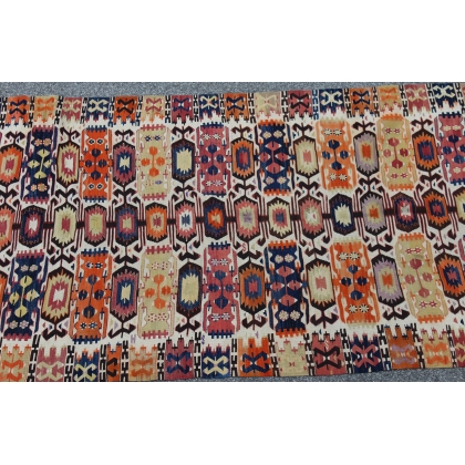Tapis Kilim décor petits hexagones multicolor