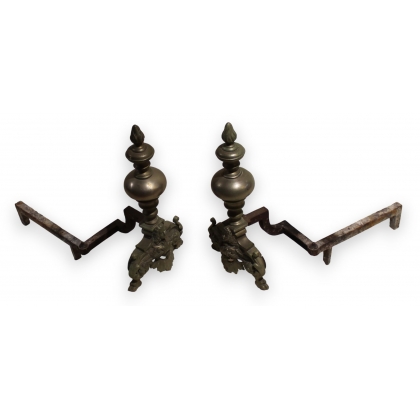 Paire de chenets style Régence en bronze